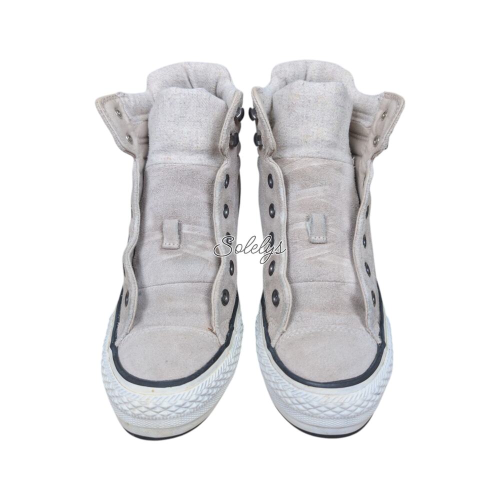 Converse 2016 Platform Plus Collar Hidden Wedge Suede High Top Gray Sneaker 8 - Picture 9 of 11